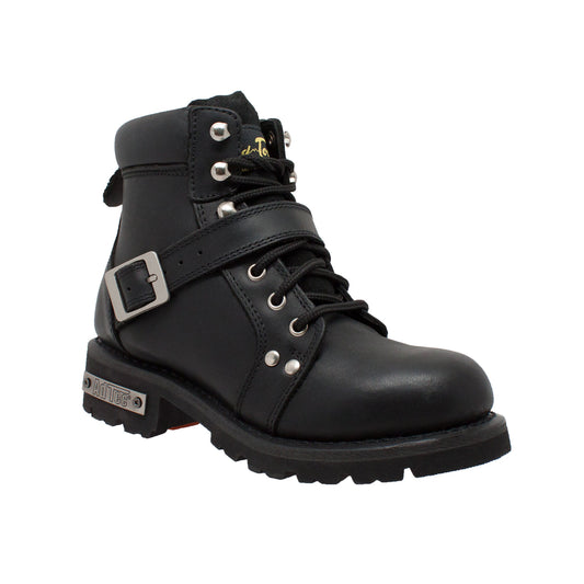 8143 Women&#039;s YKK Zipper Black Biker Boot