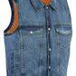 DM970BU Snap Front Denim Vest- Blue