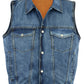 DM970BU Snap Front Denim Vest- Blue