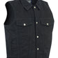 DM970BK Snap Front Denim Vest- Black