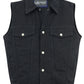 DM970BK Snap Front Denim Vest- Black