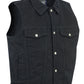 DM979BK Snap/Zipper Front Denim Vest- Black