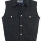 DM979BK Snap/Zipper Front Denim Vest- Black