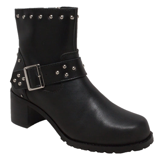 8811M Women's 8" Heeled Buckle Biker Boot