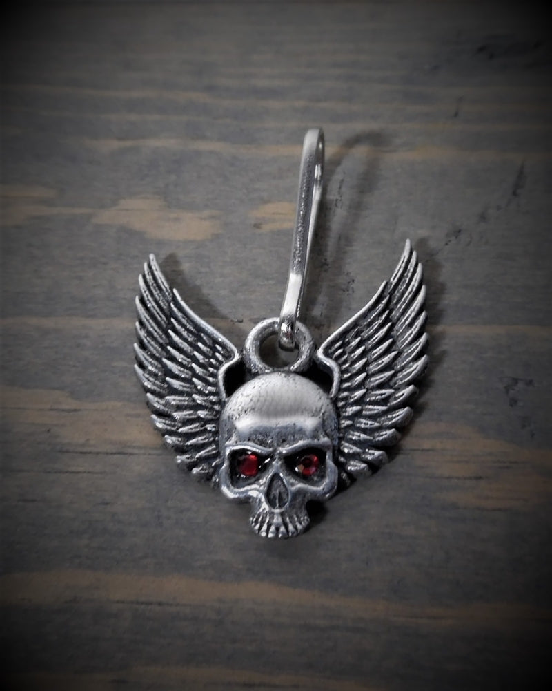 BZP-35 Skull Upwing Diamond Zipper Pull