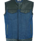 DM933 Men's Leather/Denim Combo Vest (Black/Broken Blue)