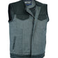 DM934 Men's Perforated Leather/Denim Combo Vest (Black/ Ash Gray)