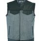 DM934 Men's Perforated Leather/Denim Combo Vest (Black/ Ash Gray)