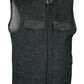 DM962 Men's Rough Rub-Off Raw Finish Denim Vest W/Leather Trim - Scoo