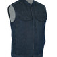 DM976 Men's Blue Rough Rub-Off Raw Finish Denim Vest