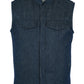 DM976 Men's Blue Rough Rub-Off Raw Finish Denim Vest