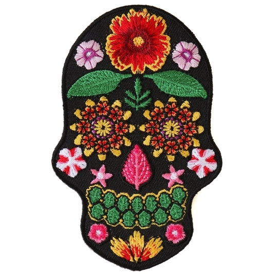 P6157 Flower Skull Black Patch