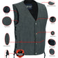 DM918 Men's Rough Rub-Off Raw Finish Broken Gray Denim Vest