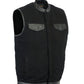 DM992 Men's Black Denim Single Panel Concealment Vest W/ Leather Trim