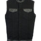 DM992 Men's Black Denim Single Panel Concealment Vest W/ Leather Trim