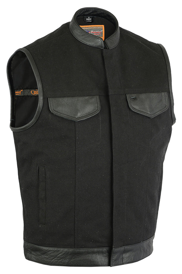 DS685 Canvas Material Single Back Panel Concealment Vest W/Leather Tr