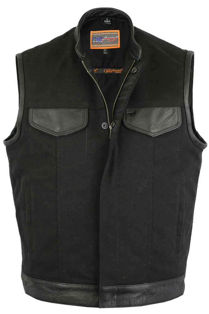 DS685 Canvas Material Single Back Panel Concealment Vest W/Leather Tr