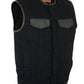 DM991 Men's Black Denim Single Panel Concealment Vest W/Leather Trim-