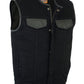 DM991 Men's Black Denim Single Panel Concealment Vest W/Leather Trim-