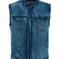 DM989BU Concealed Snap Closure, Denim Material, Scoop Collar & Hidden