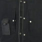 DM992 Men's Black Denim Single Panel Concealment Vest W/ Leather Trim