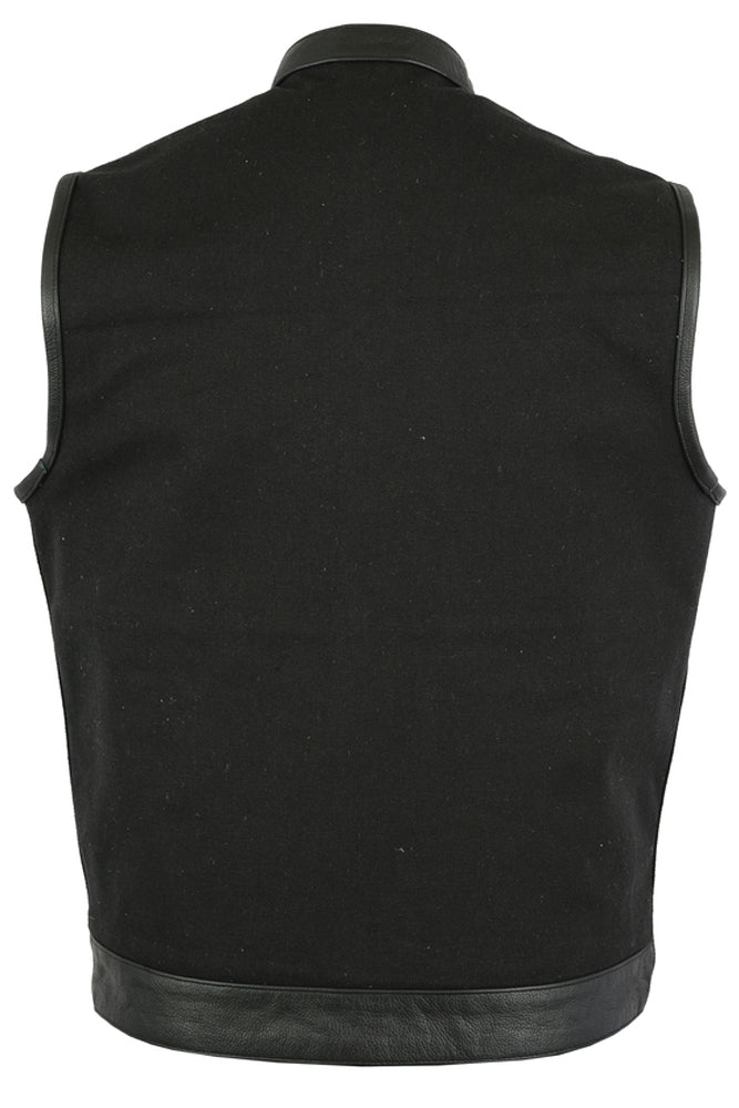 DS685 Canvas Material Single Back Panel Concealment Vest W/Leather Tr