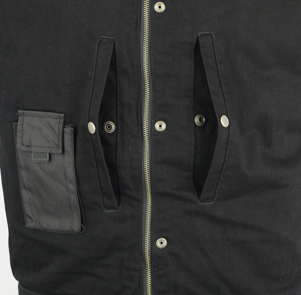 DM982 Men&#039;s Black Denim Single Back Panel Concealment Vest w/Rem