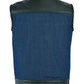 DM933 Men's Leather/Denim Combo Vest (Black/Broken Blue)