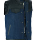 DM933 Men's Leather/Denim Combo Vest (Black/Broken Blue)