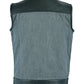 DM934 Men's Perforated Leather/Denim Combo Vest (Black/ Ash Gray)