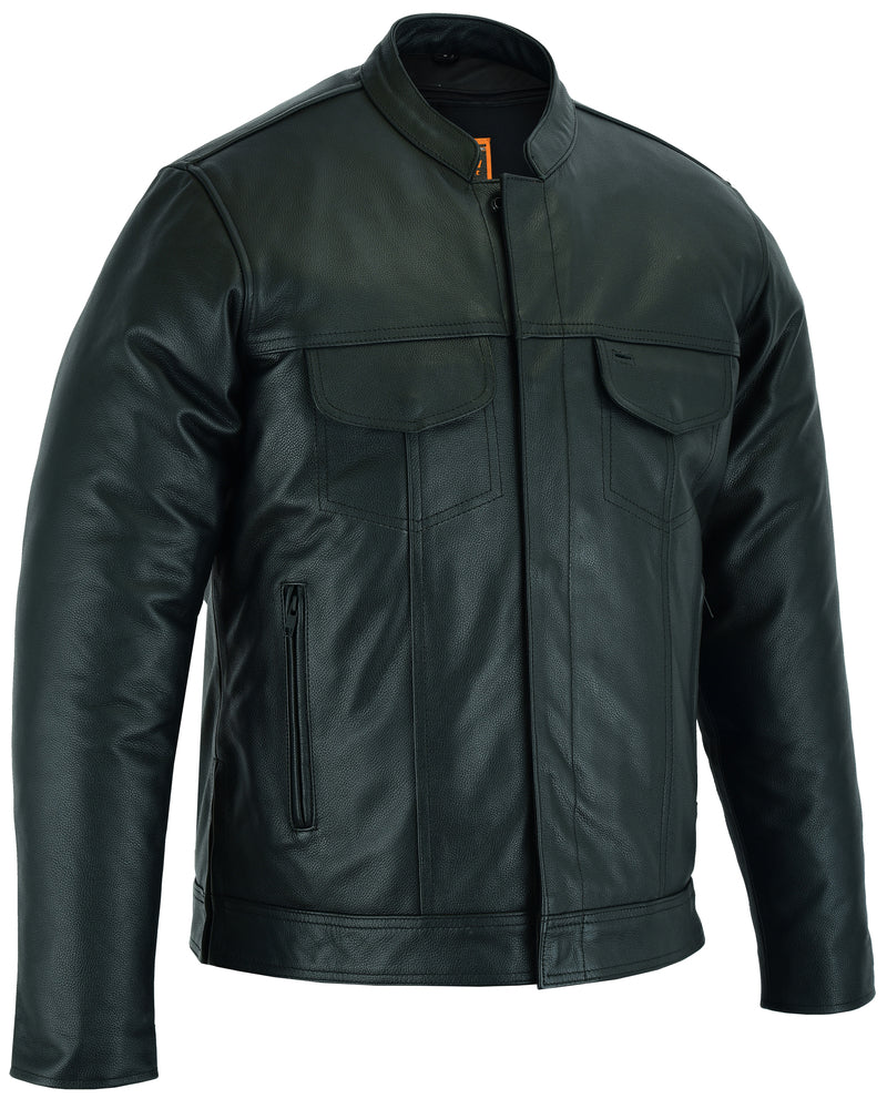 DS788 Men&#039;s Full Cut Leather Shirt with Zipper/Snap Front