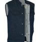 DM976 Men's Blue Rough Rub-Off Raw Finish Denim Vest